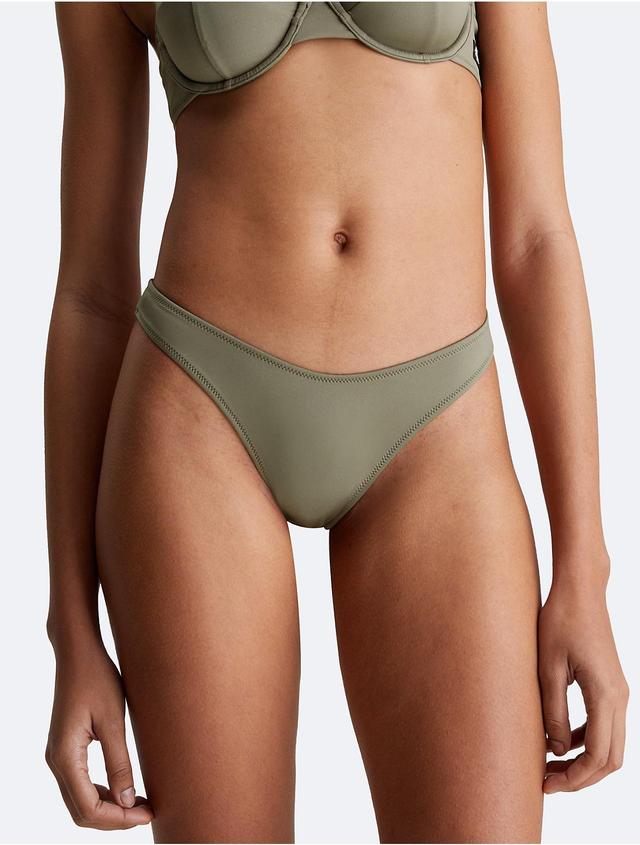 Calvin Klein Womens Monogram Logo Bikini Bottom - Green - S Product Image