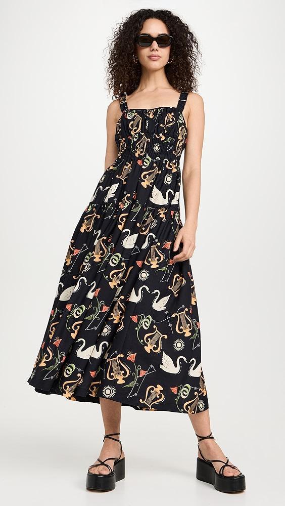 KITRI Isobel Black Cygnus and Lyra Print Midi Dress | Shopbop Product Image