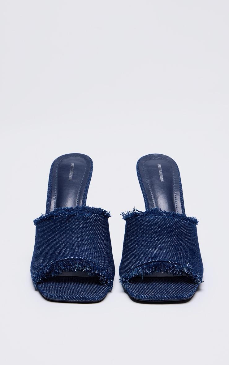 Denim Square Toe Wedge Heeled Sandals Product Image