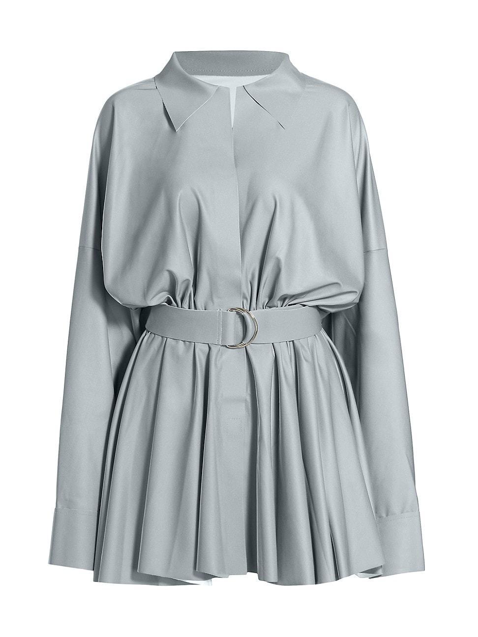 Norma Kamali Super Oversized Boyfriend Shirt Flared Mini Dress Grey. (also in L). Product Image