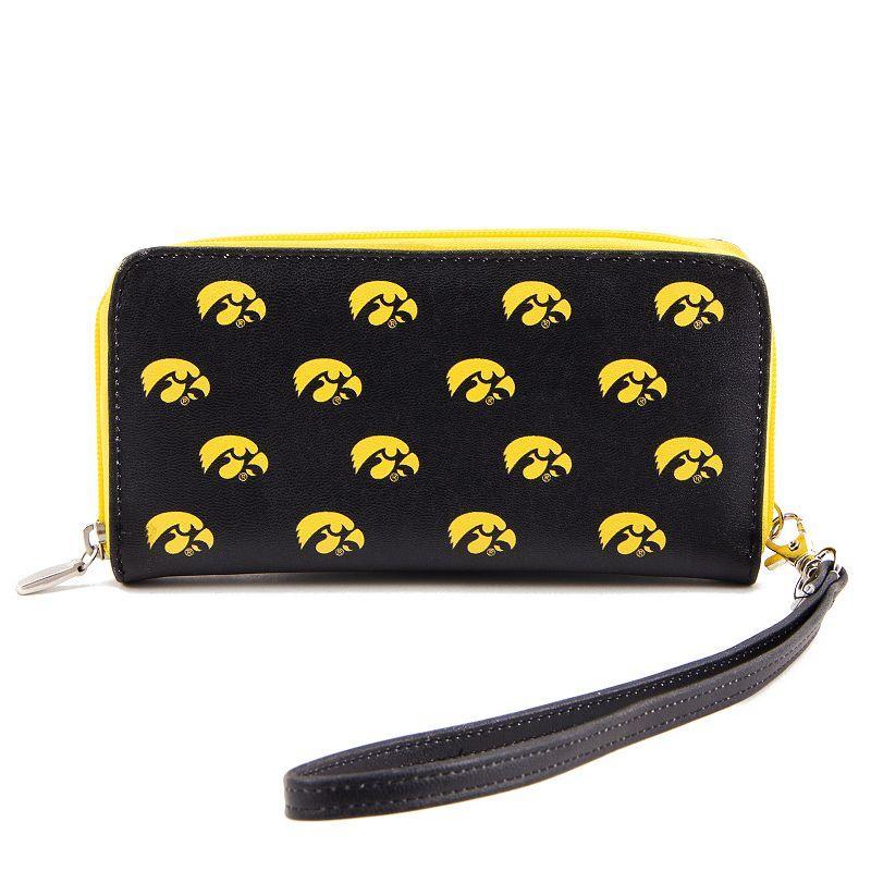 Womens Iowa Hawkeyes Zip-Around Wristlet Wallet - Black Product Image