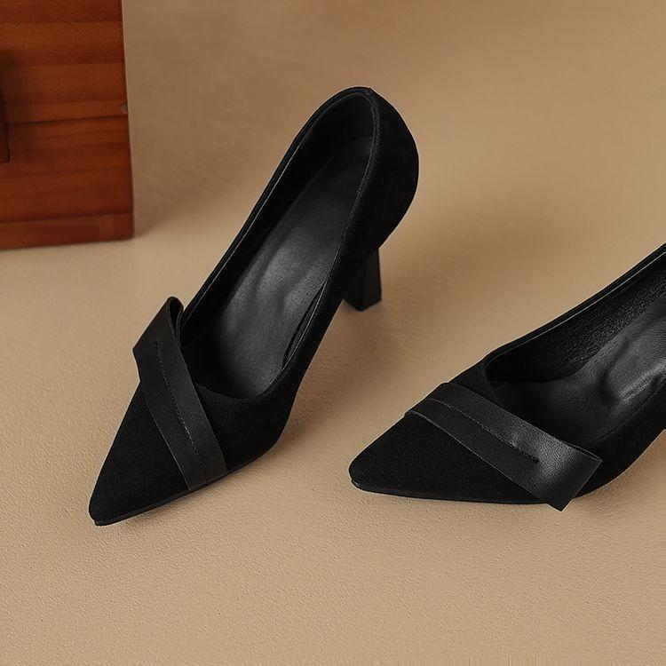 Pointed Toe Faux Suede Pumps Product Image