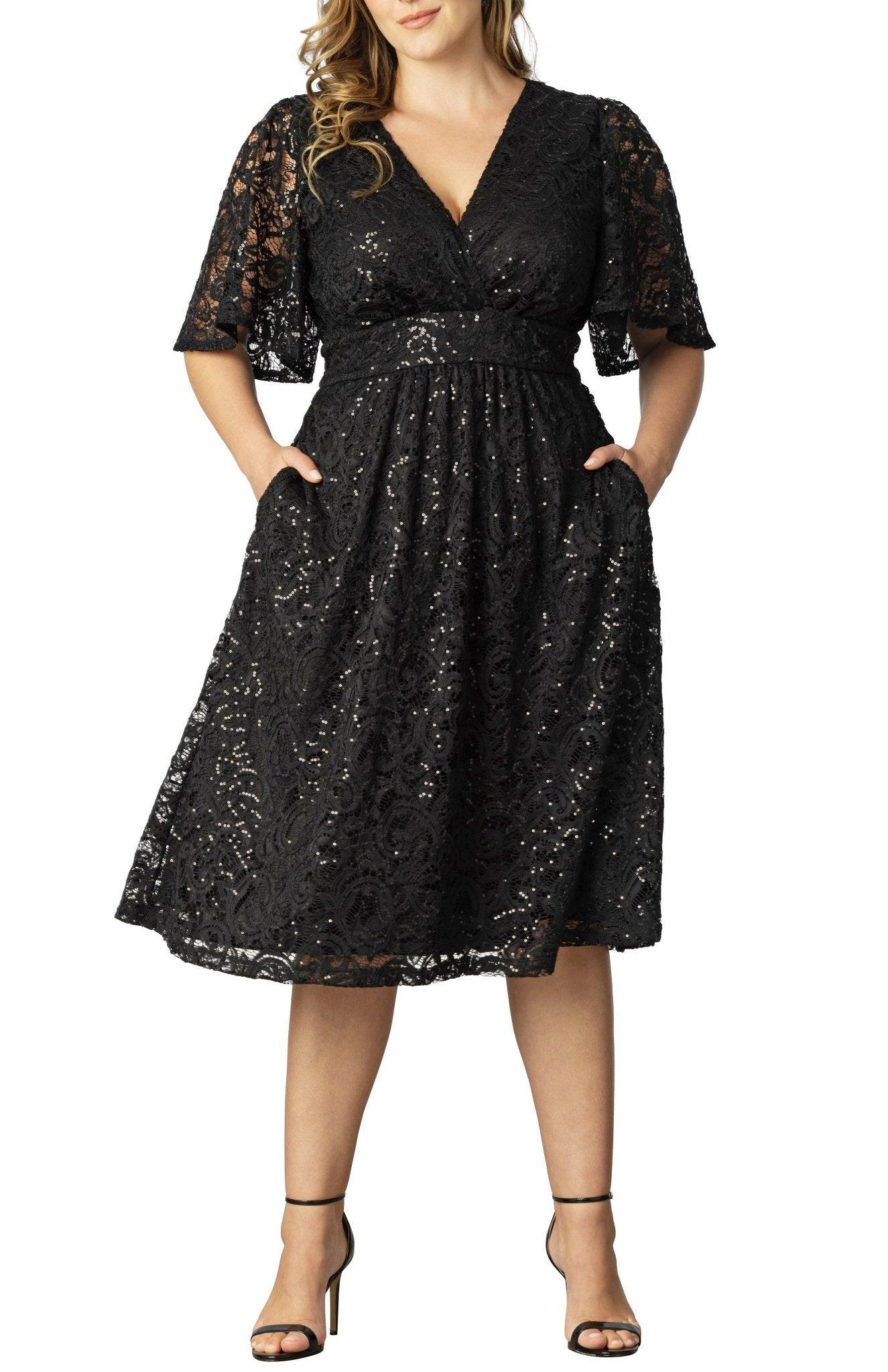 Starry Sequined Lace Cocktail Dress - Plus Product Image