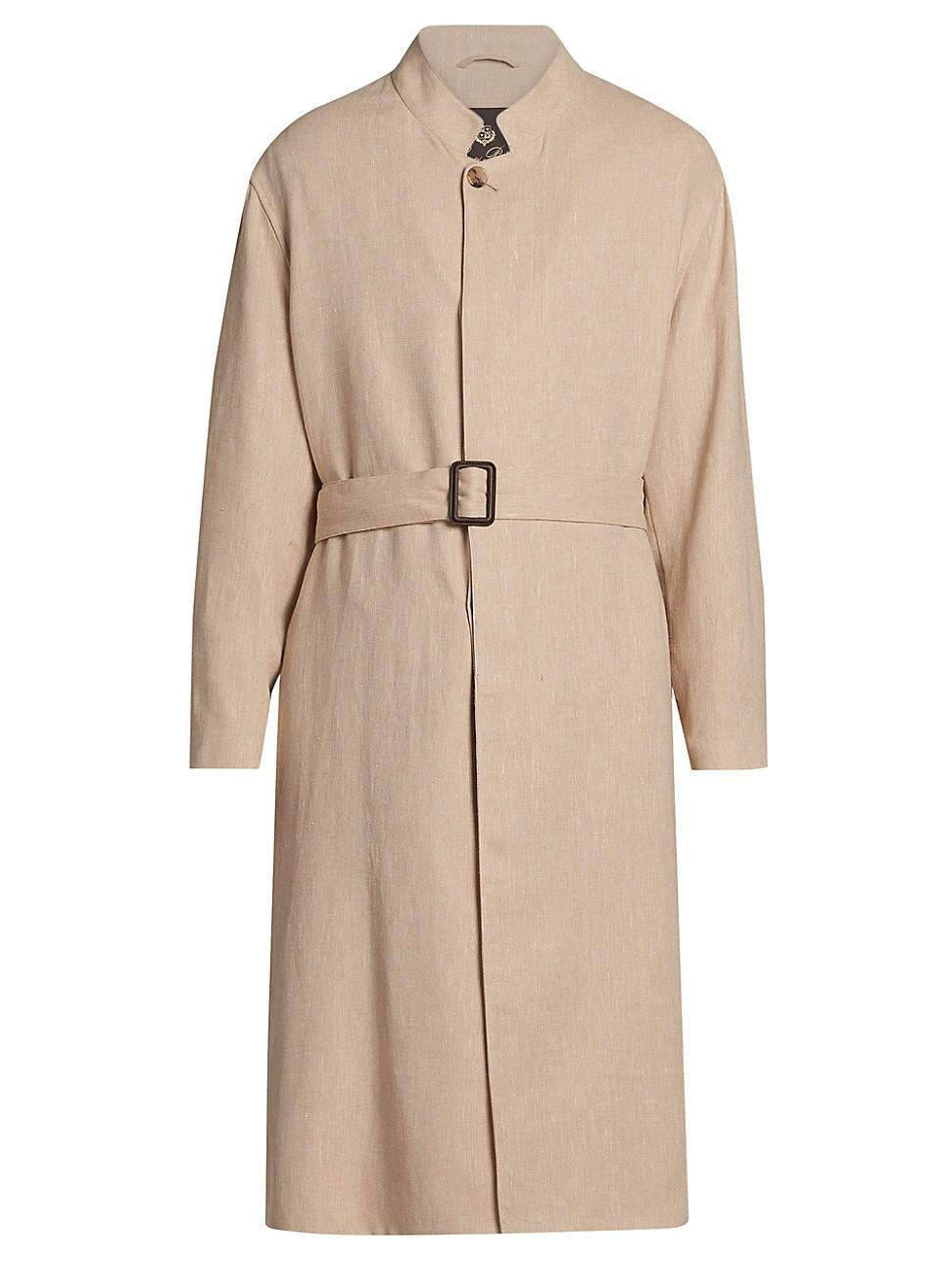 Mens Edvin Linen Crepe Trench Coat Product Image