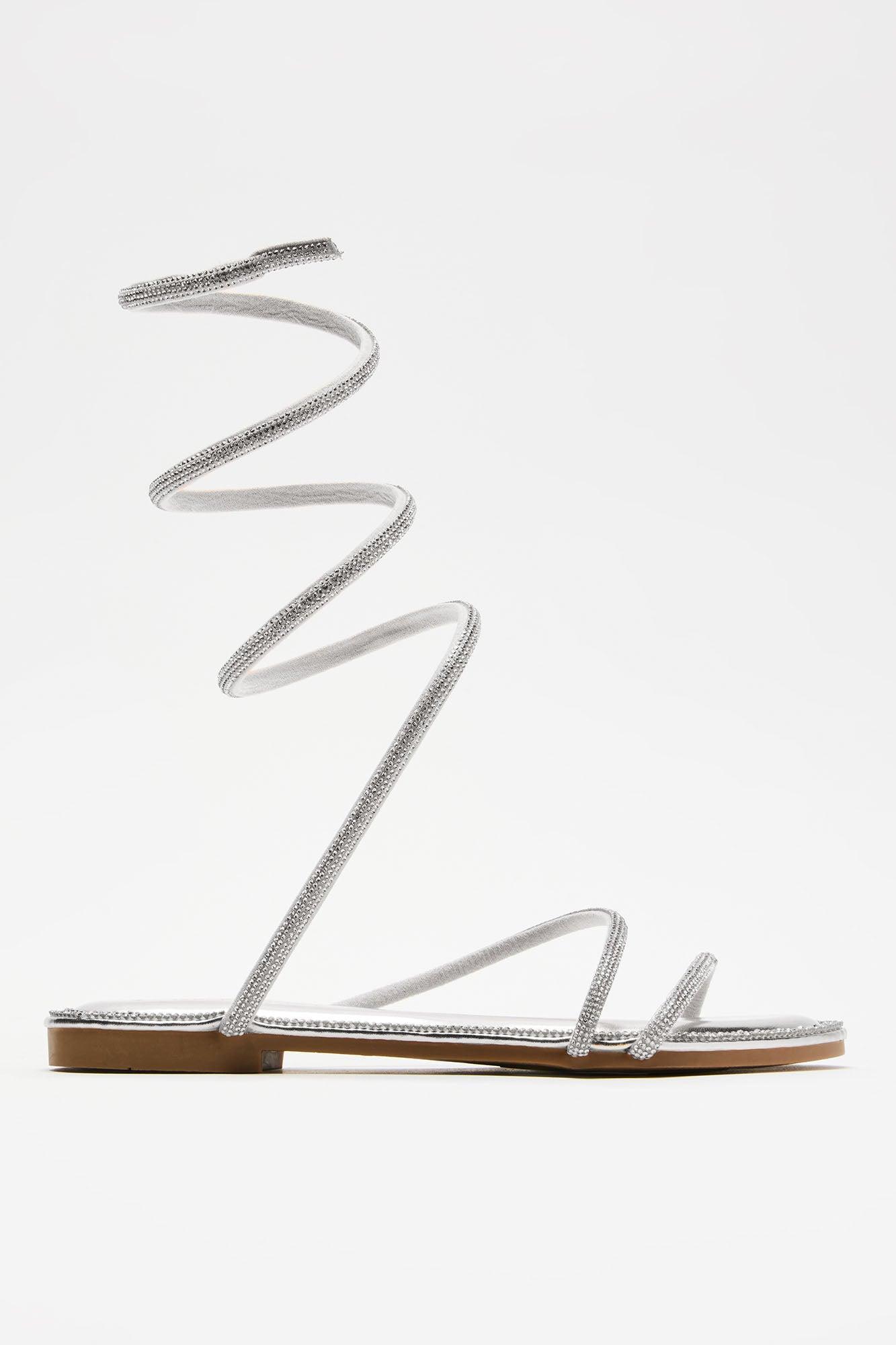 Brienne Wrap Up Sandals - Silver Product Image