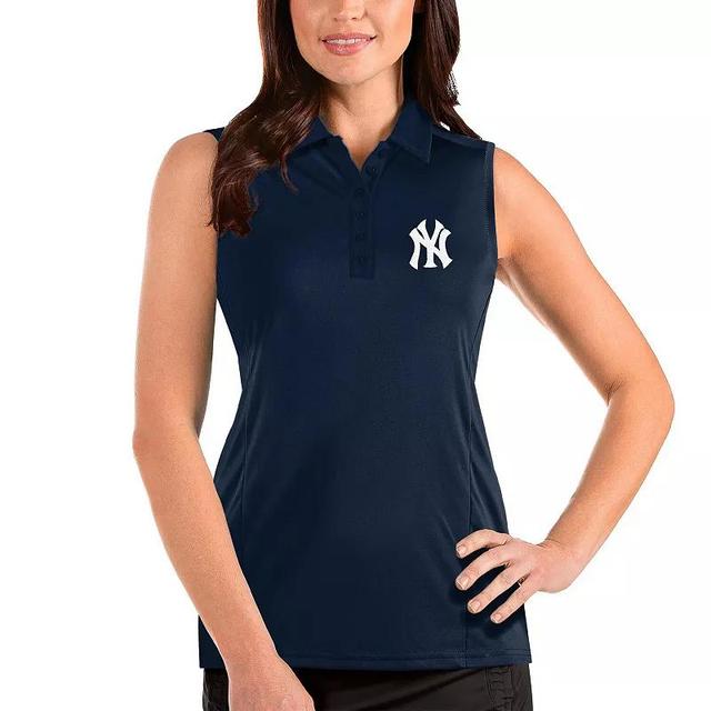 Womens Antigua New York Yankees Sleeveless Tribute Polo Blue Product Image