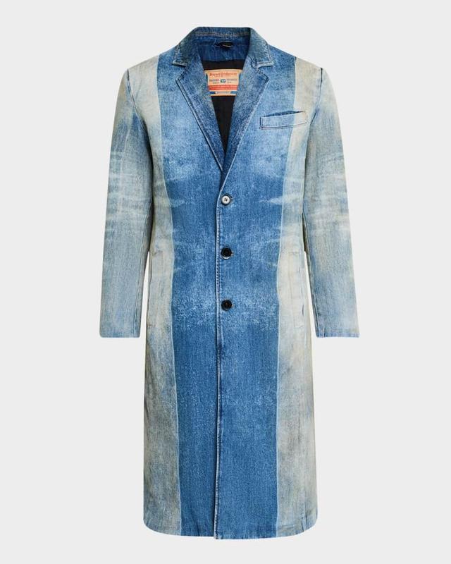 Mens Washed Denim Trench Coat Product Image