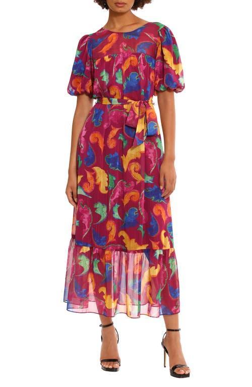 Donna Morgan Womens Metallic Print Maxi Dress - Ripe Red Multi Product Image