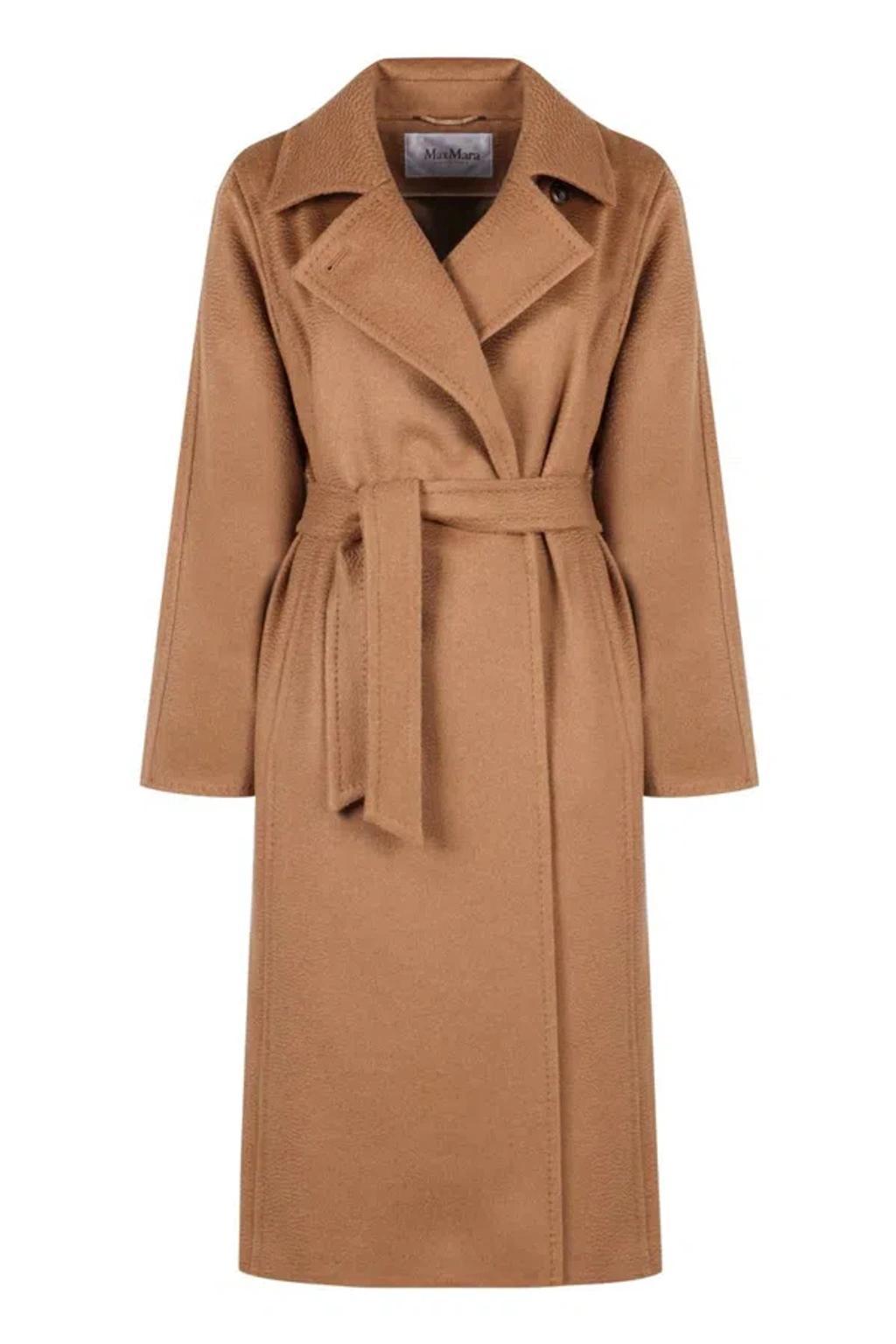 Nyssa Belted Cashmere Long Coat In Brown Product Image