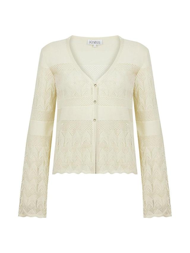 Womens Lou Pointelle V-Neck Cardigan Product Image