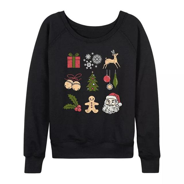 Womens Christmas Icon Grid Lightweight French Terry Sweatshirt Product Image