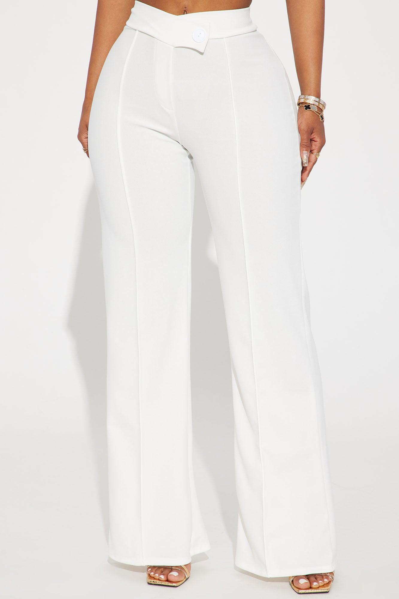 Petite Call It Even Wide Leg Dress Pants - White Product Image