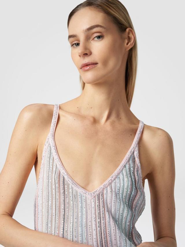 Minidress in vertical striped knit with sequins Multicoloured | Missoni Product Image