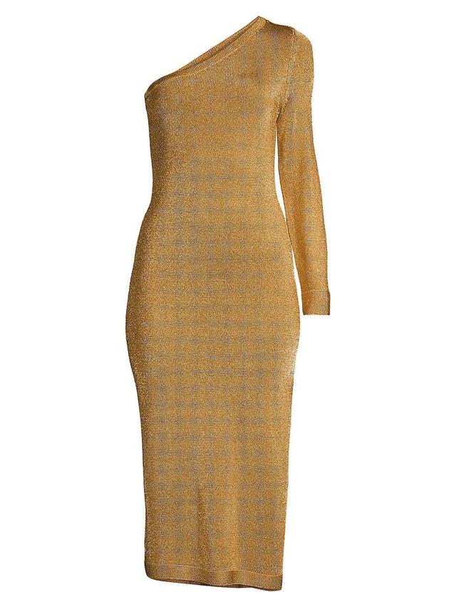 Womens Senna Metallic One-Shoulder Midi-Dress Product Image