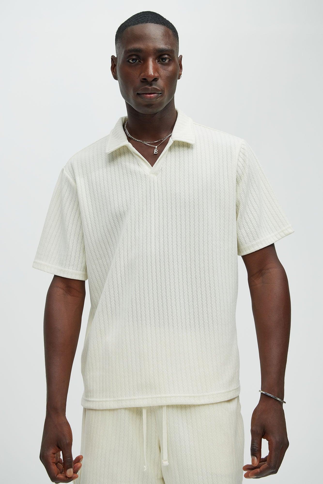 Easton Textured Polo Shirt - Off White Product Image