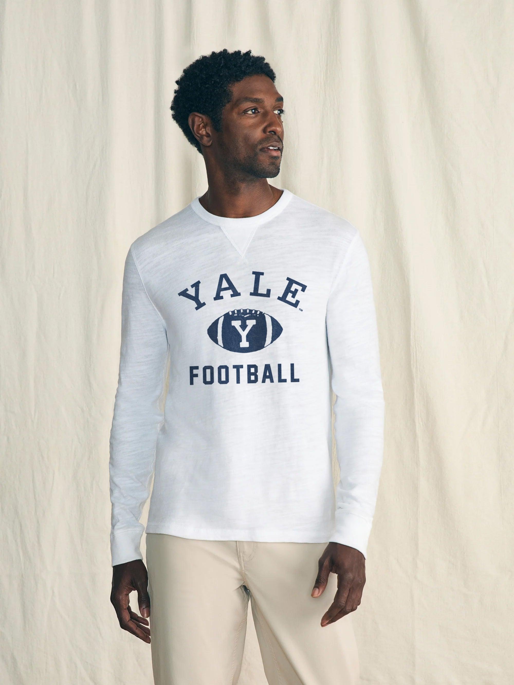 Sunwashed Slub Yale Logo Crew - White Male Product Image