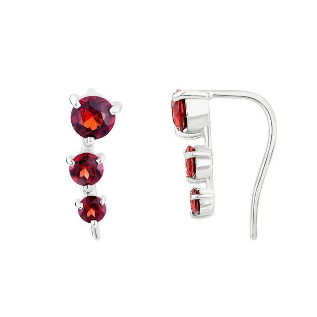 Gemistry 14k White Gold Garnet Climber Earrings, Womens Product Image