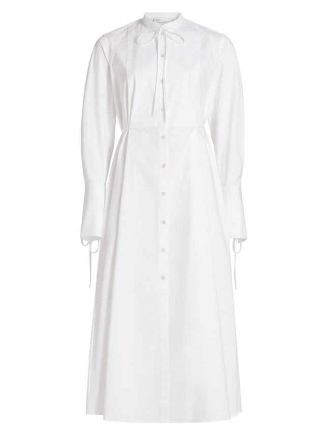 Womens Bibbed Stretch Cotton Tie-Waist Shirtdress Product Image