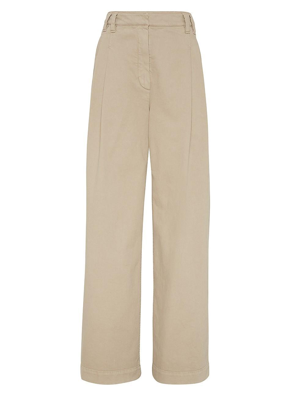 Womens Dyed Soft Denim Wide Trousers With Shiny Bartack product image