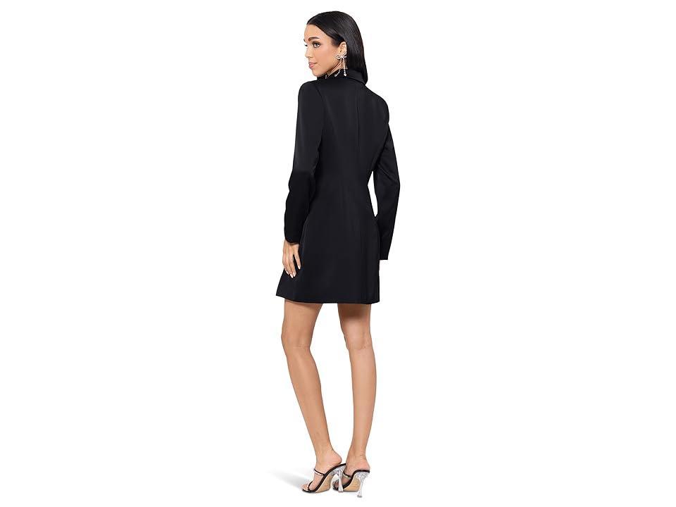 Betsy & Adam Shirt Tuxedo Satin Long Sleeve Women's Dress Product Image