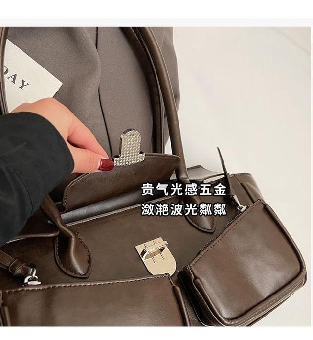 Multi-Pocket Faux Leather Tote Bag Product Image