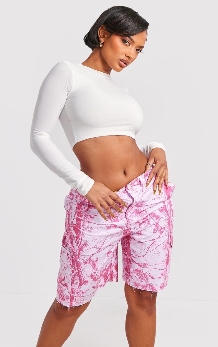 Shape Bright Pink Camo Longline Shorts Product Image