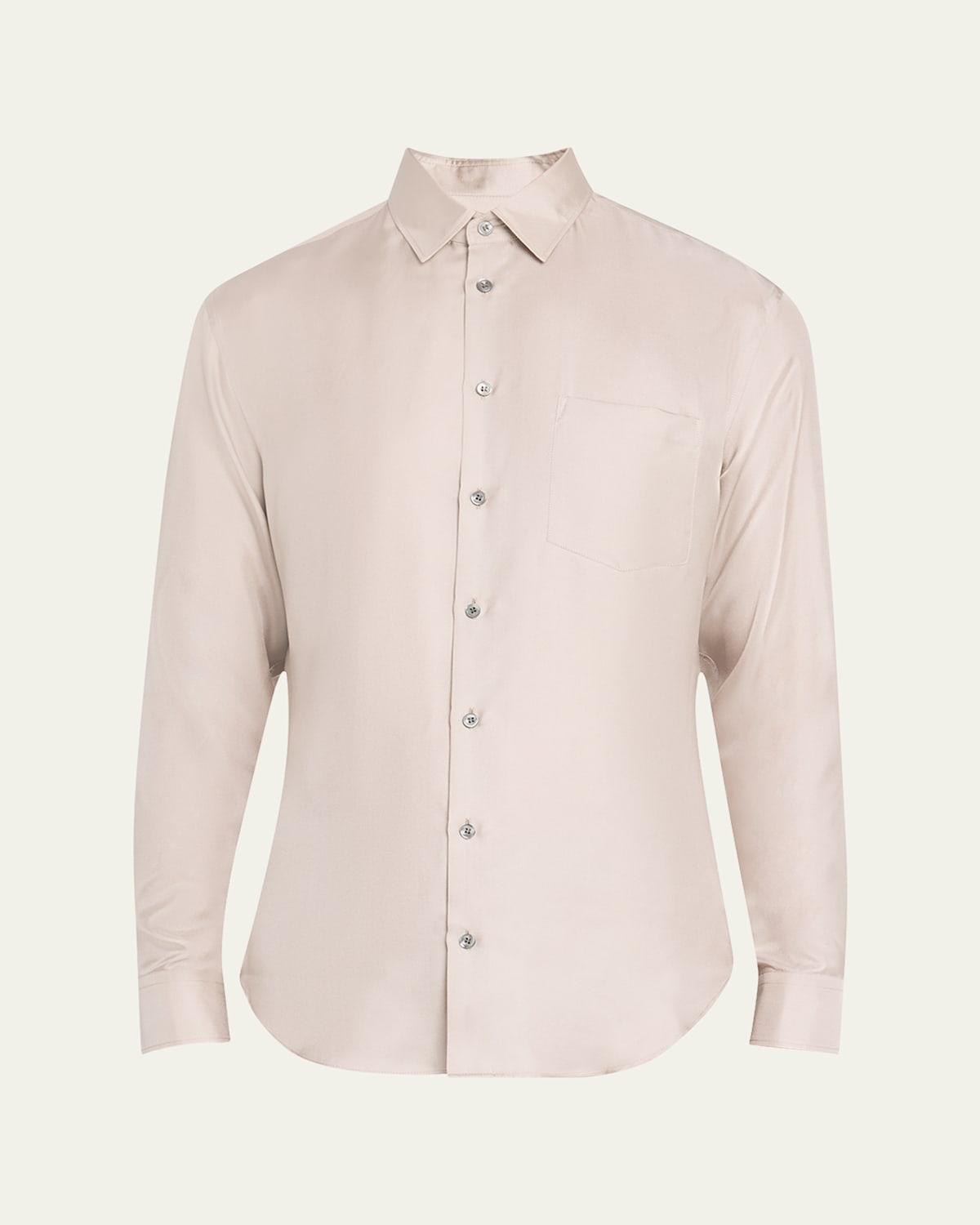 Mens Solid Silk Dress Shirt Product Image