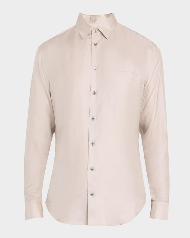 Men's Solid Silk Dress Shirt Product Image