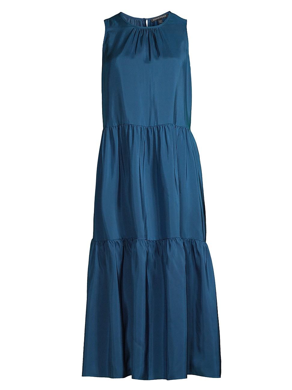 Tiered Sleeveless Washed Silk Midi Dress Product Image