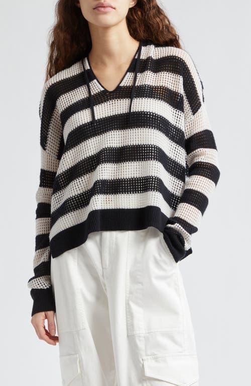 Womens Striped Cashmere Mesh Knit Hoodie Product Image