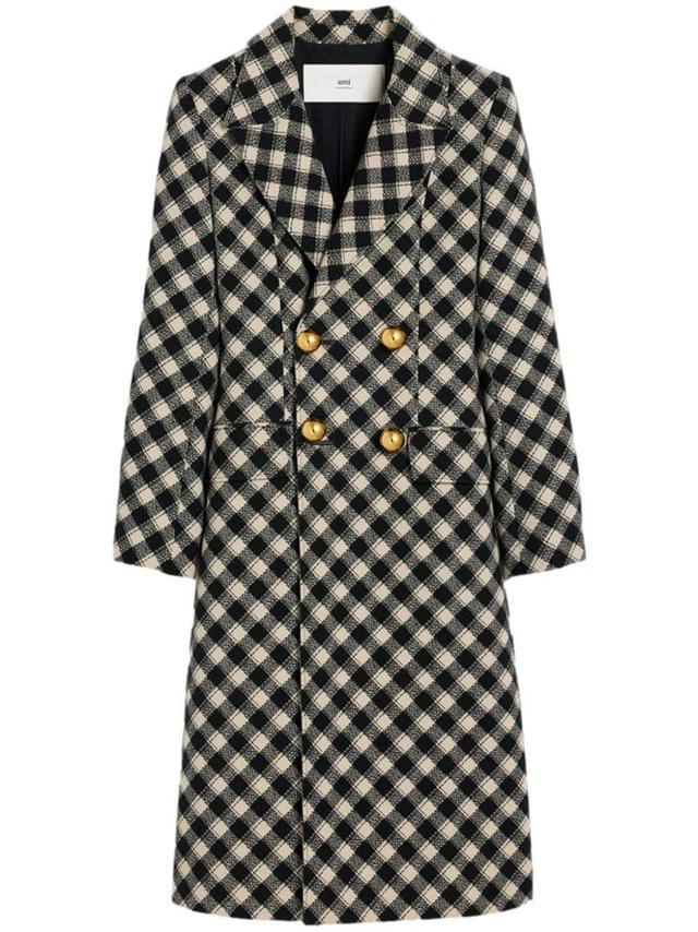 check-pattern fitted coat  Product Image