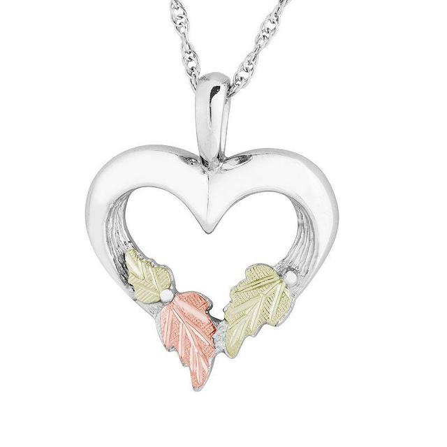 Black Hills Gold Tri-Tone Heart Pendant Necklace in Sterling Silver, Womens Multicolor Product Image