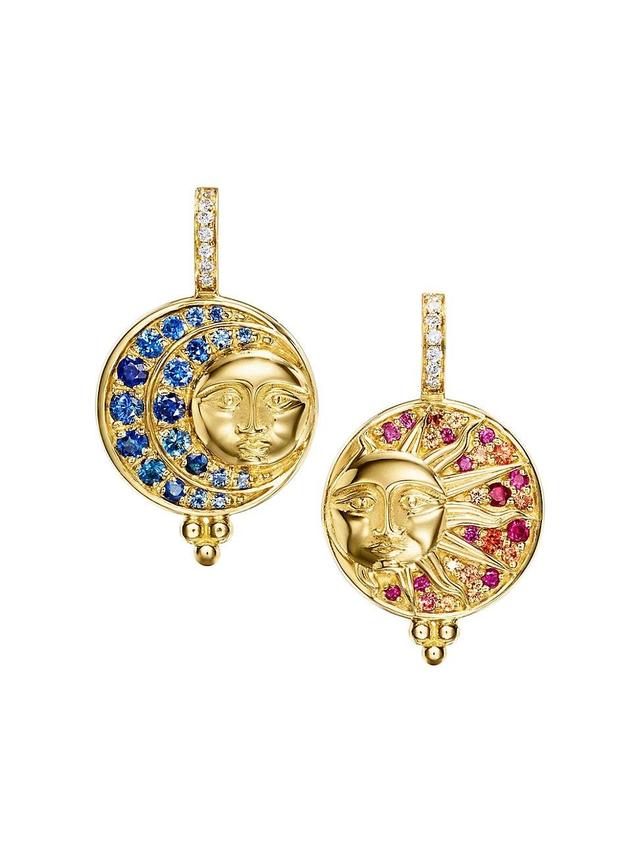 Womens Celestial 18K Yellow Gold & Multi-Gemstone Mismatching Drop Earrings Product Image