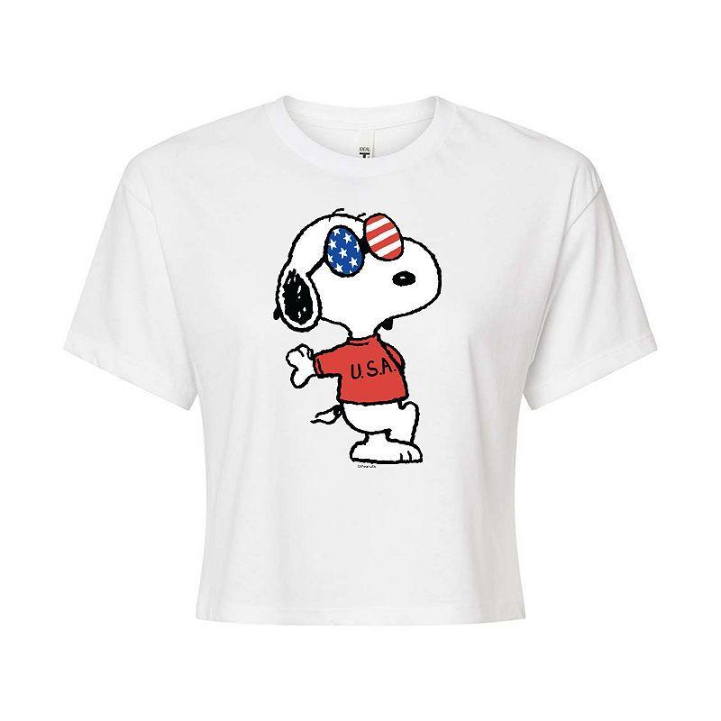 Juniors Peanuts USA Snoopy Cropped Tee, Girls Product Image