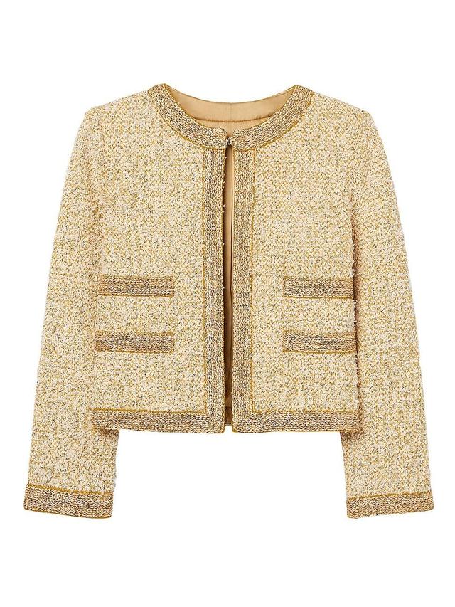 Womens Eyelash Sequin Tweed Jacket Product Image