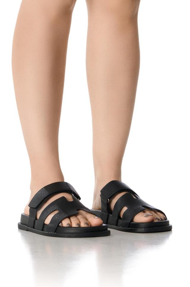 AZALEA WANG MALACHI BLACK FLAT SANDAL Product Image