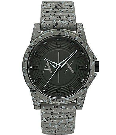 Armani Exchange Mens Banks Three-Hand Green Silicone Strap Watch Product Image