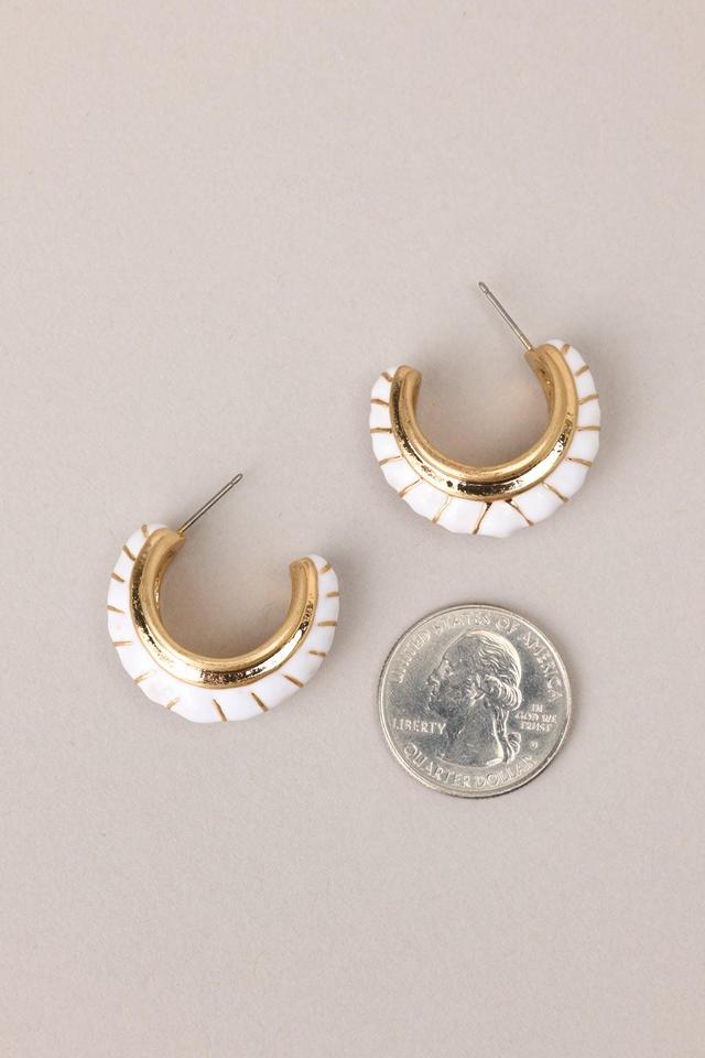 Turning The Page White Hoop Earrings Product Image