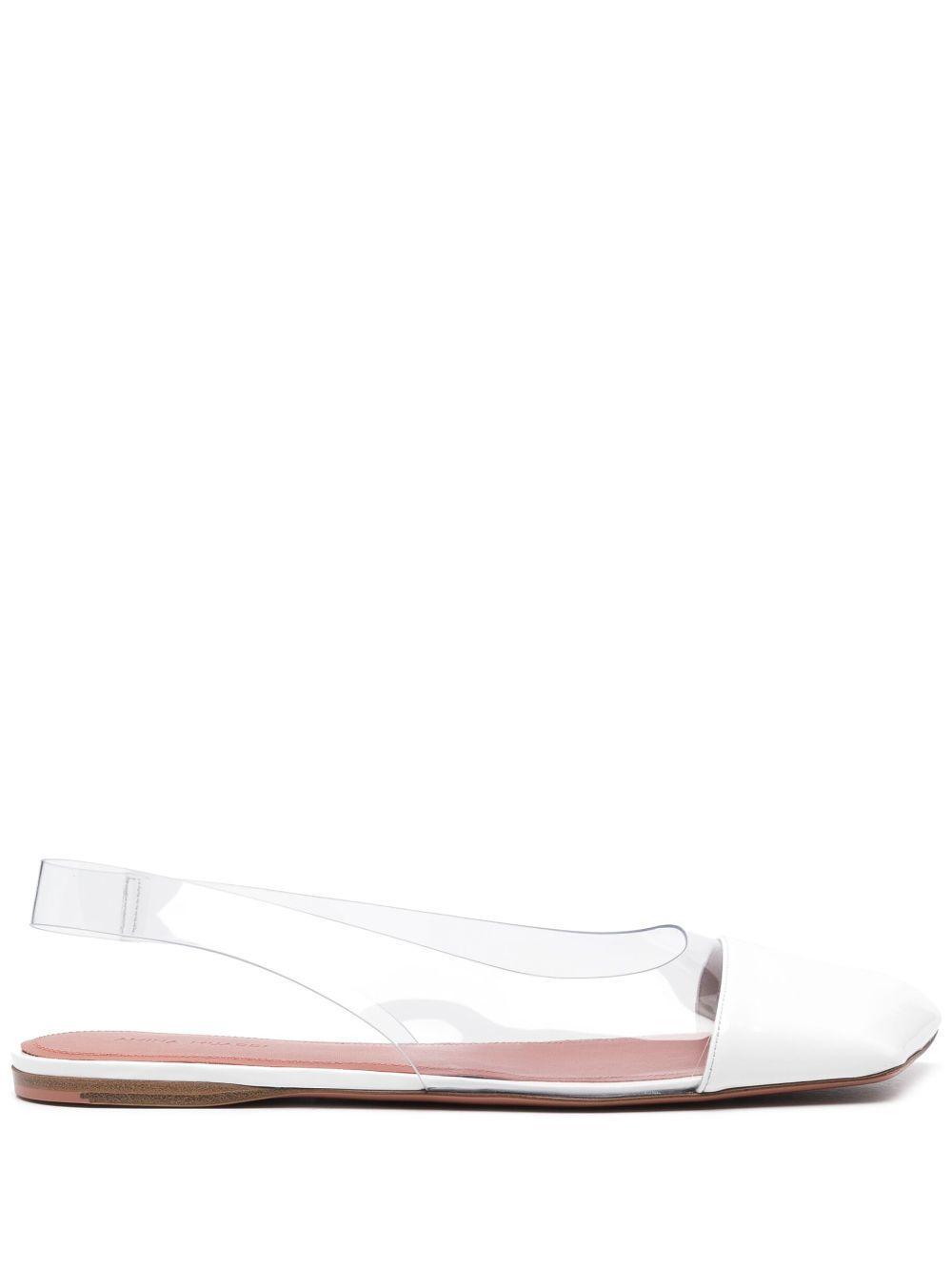 AMINA MUADDI Ane Glass Pvc Slingback Flats In White Product Image