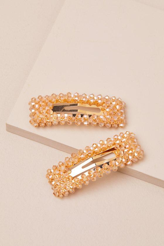 Exceptional Adornment Orange Beaded 2-Piece Hair Clip Set Product Image