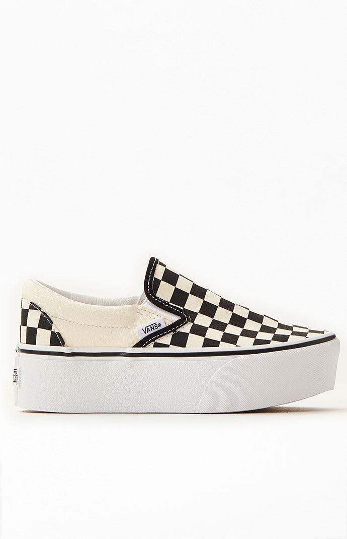 Vans Black & White Slip-On Platform Sneakers in Black/White - Product Image