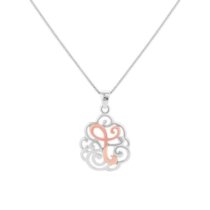 PRIMROSE Sterling Silver Monogram Initial Pendant Necklace, Womens Pink Tone X Product Image