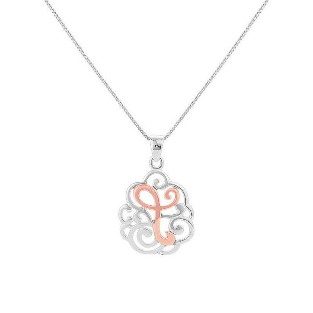 PRIMROSE Sterling Silver Monogram Initial Pendant Necklace, Womens Pink Product Image