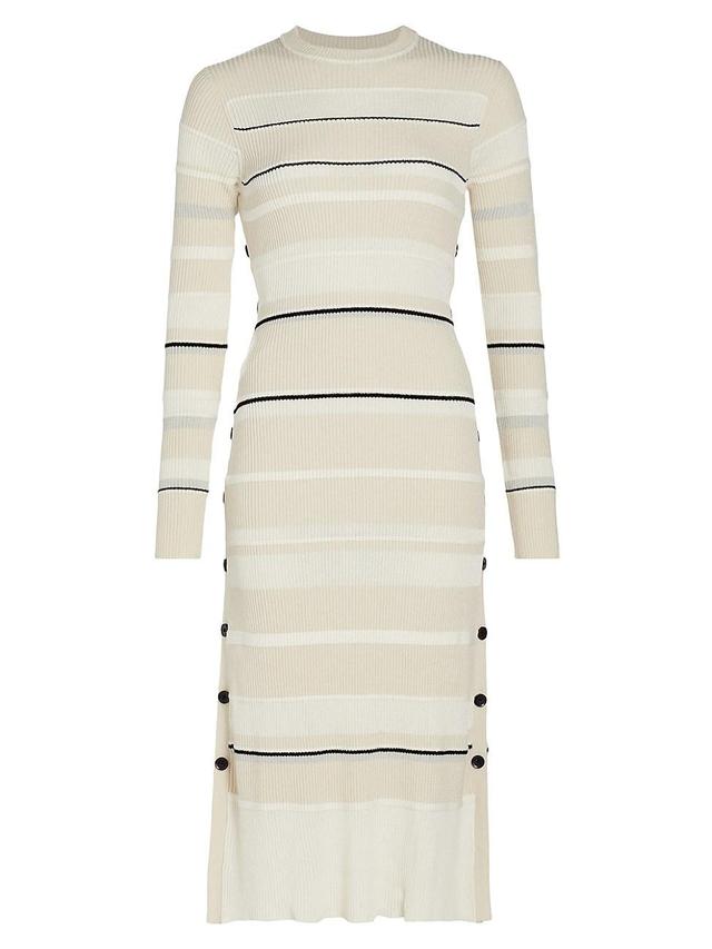 Proenza Schouler Textured Stripe Long Sleeve Midi Sweater Dress Product Image