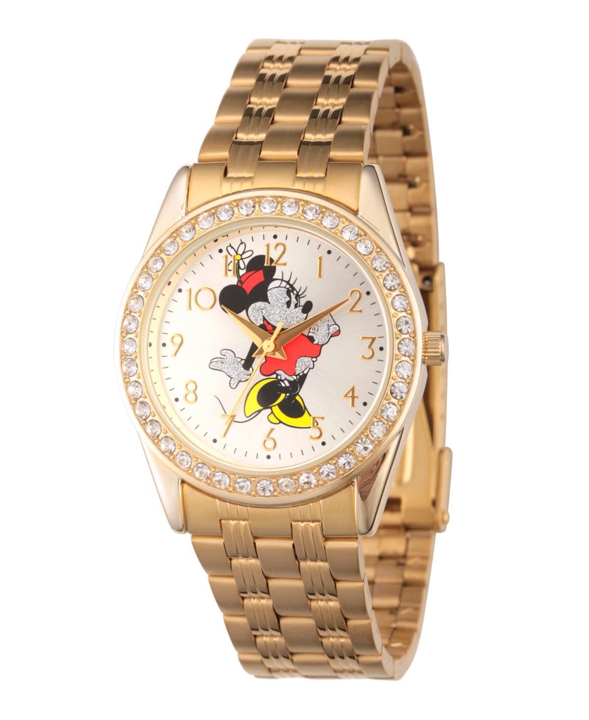 Disneys Minnie Mouse Womens Gold Tone Glitz Watch Product Image