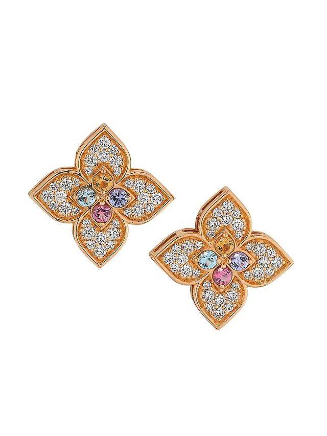 Womens Venetian Princess Carnivale 18K Rose Gold & Multi-Gemstone Flower Stud Earrings Product Image