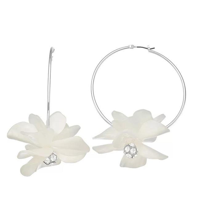 Nine West Floral Hoop Earrings, Womens, Silver Product Image