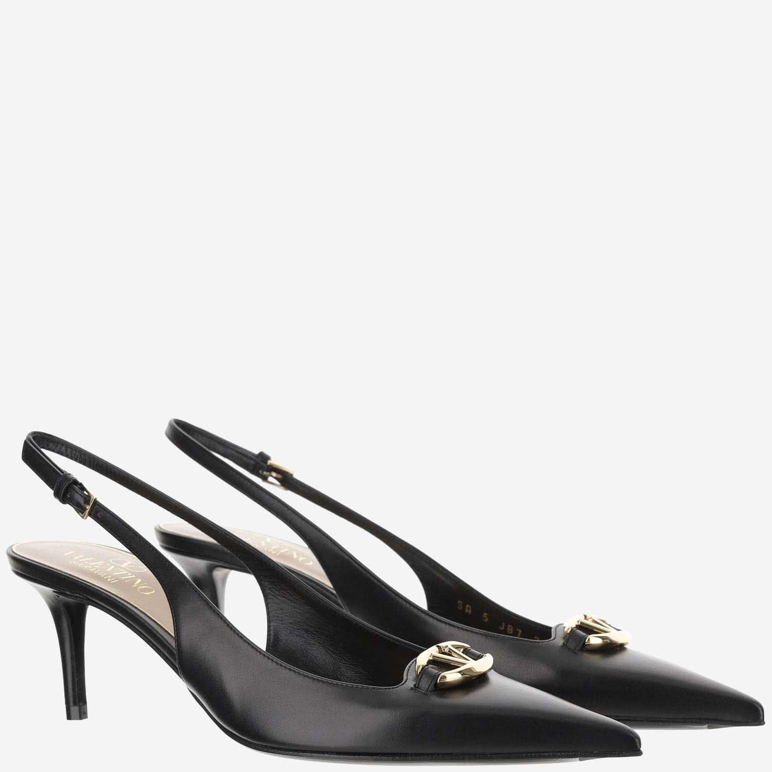 VALENTINO GARAVANI Vlogo The Bold Edition Slingback Décolleté In 60mm Calf Leather In Black Product Image