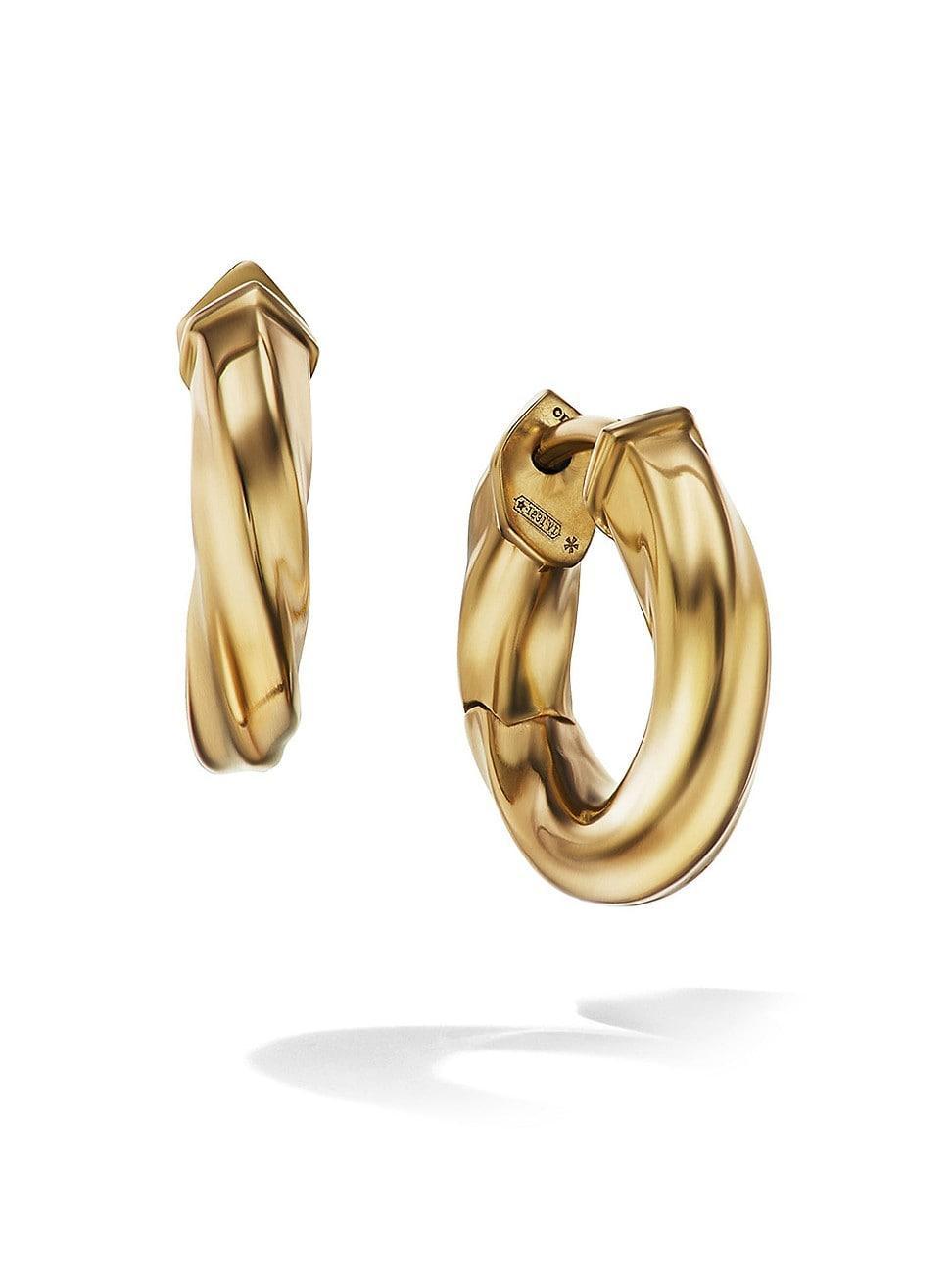 Womens Cable Edge Huggie Hoop Earrings In 18K Yellow Gold Product Image