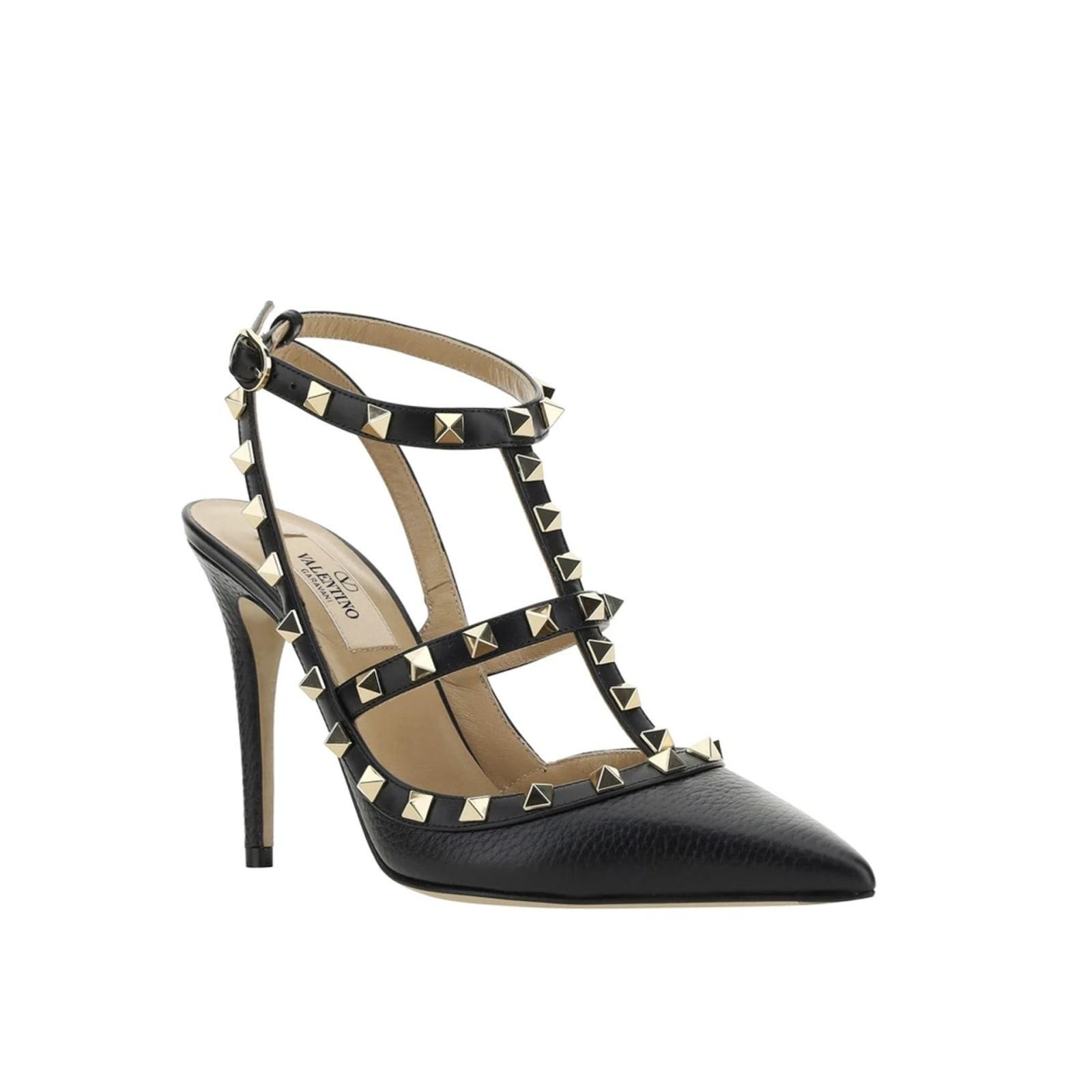 Garavani Rockstud 100 Leather Pumps In Black Product Image